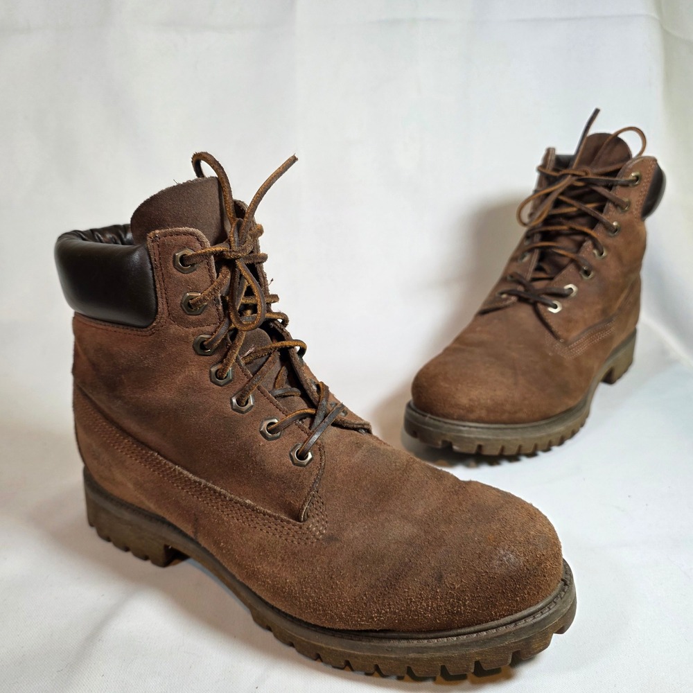 Timberland Vtg 90s Premium Brown Suede Leather Boots Mens 8.5W 10042 USA Made